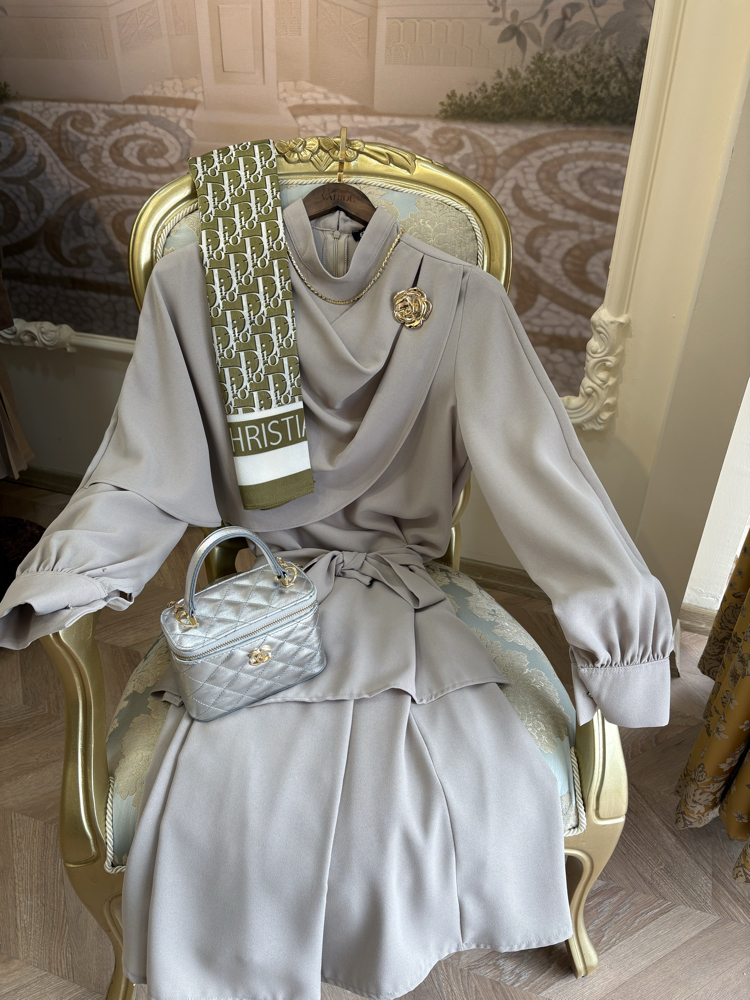 Luxury Koleksiyonu Kumlu Krep İkili Takım - taş